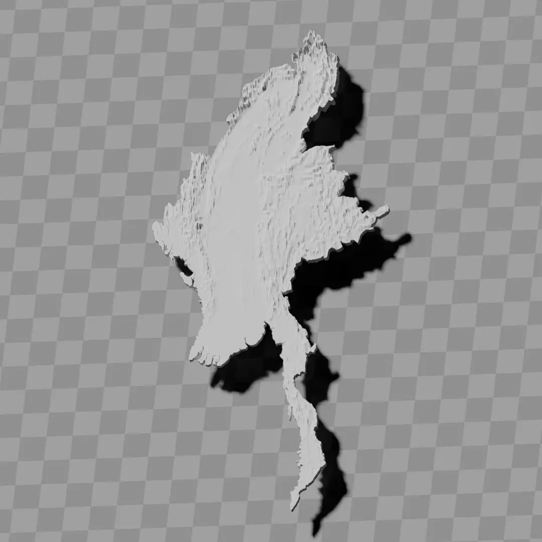 Myanmar topographic relief map collection 3D print model_0