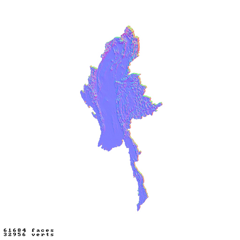 Myanmar topographic relief map collection 3D print model_3