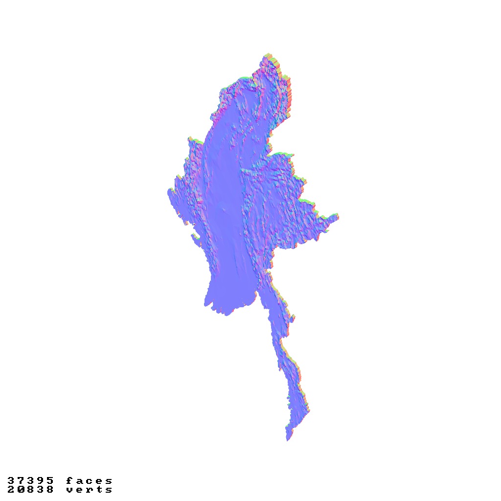 Myanmar topographic relief map collection 3D print model_11