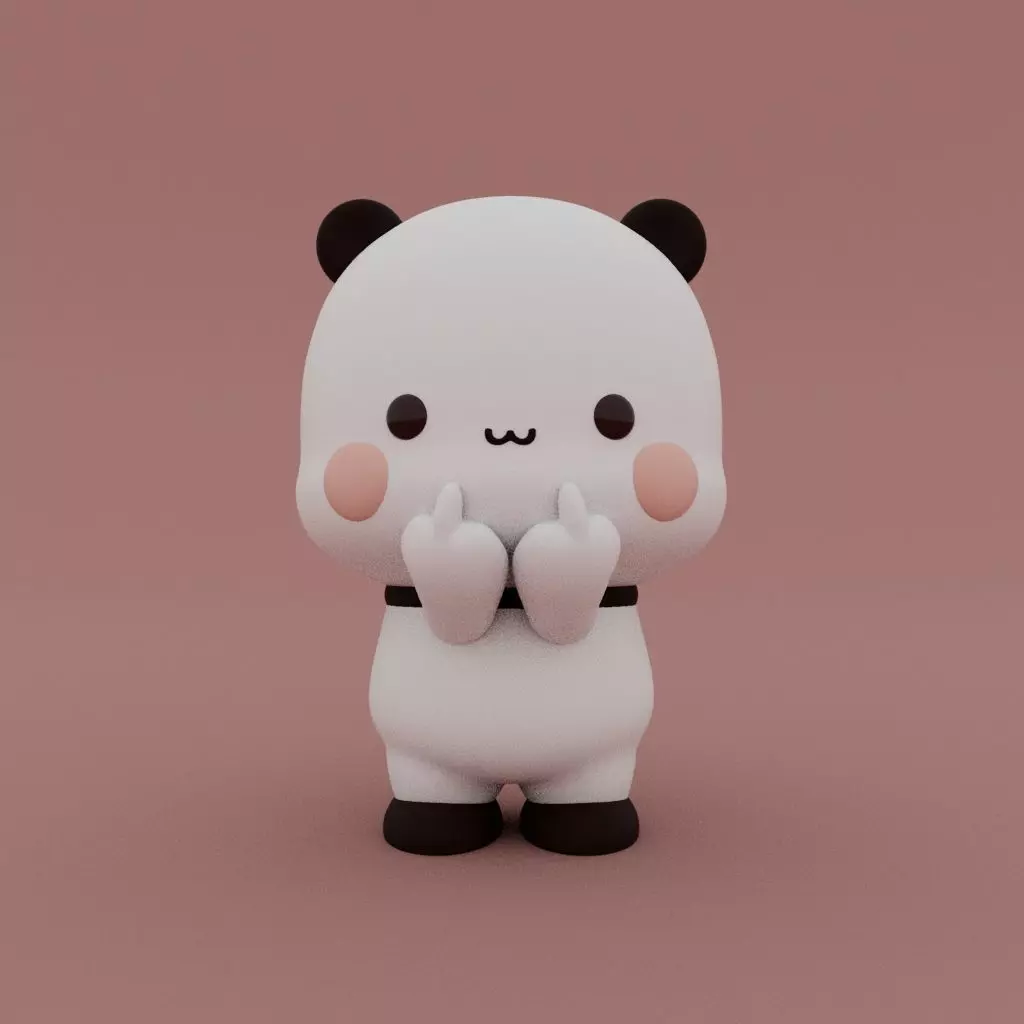 Kawaii Panda Middle finger 3D print model_0