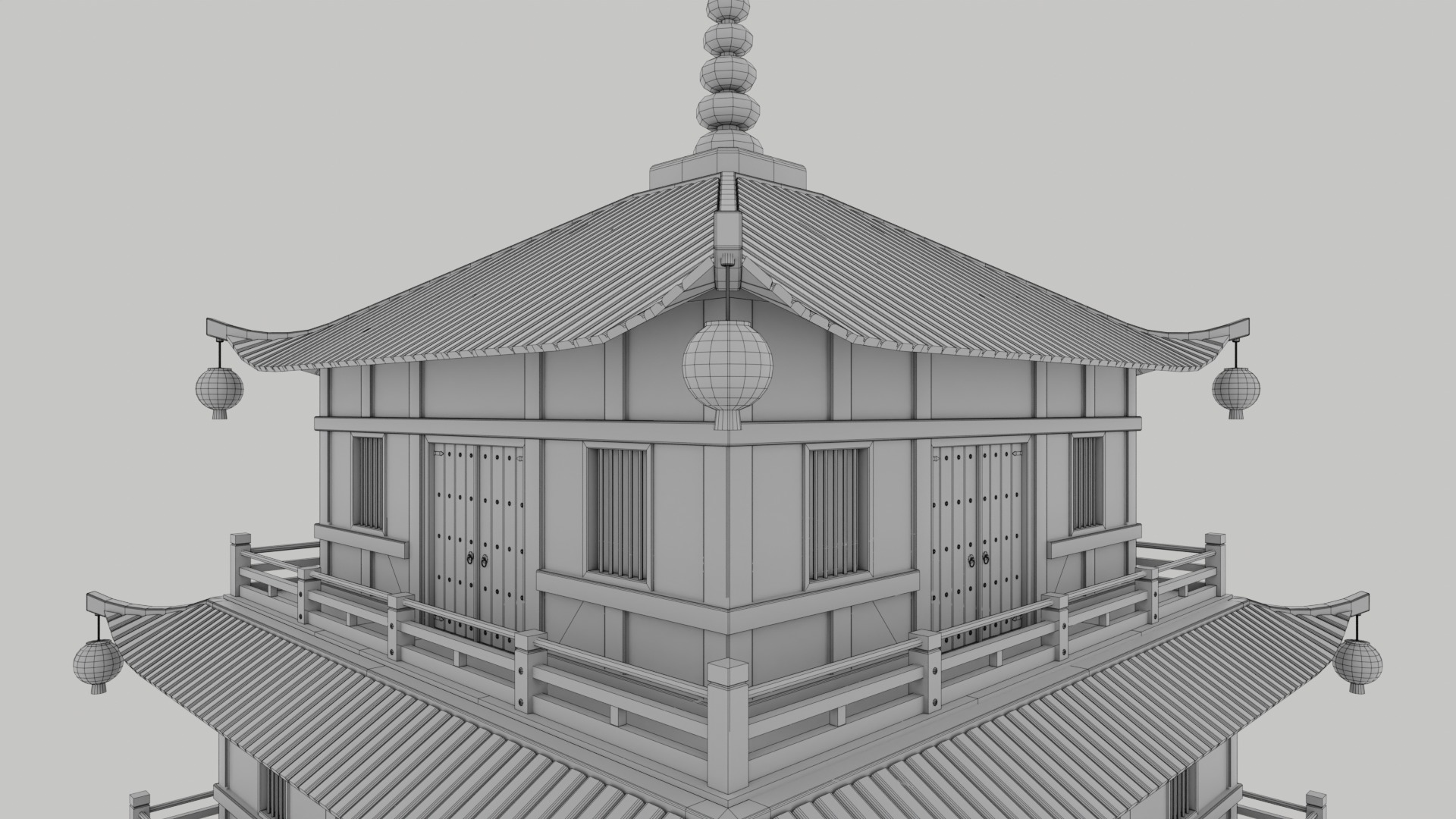 Stylized Chinese Temple 01 Low-poly 3D model_14