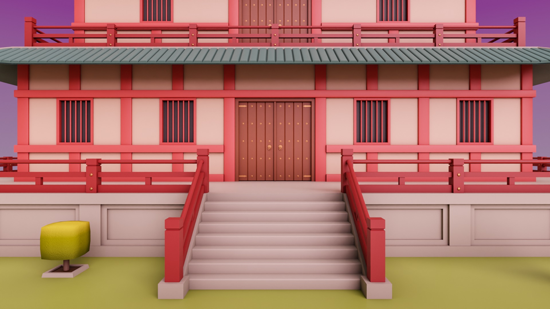Stylized Chinese Temple 01 Low-poly 3D model_10