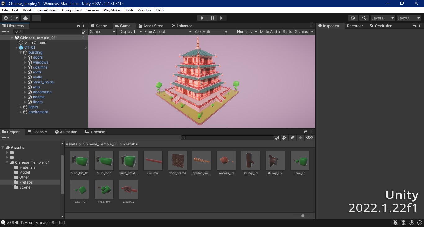 Stylized Chinese Temple 01 Low-poly 3D model_16