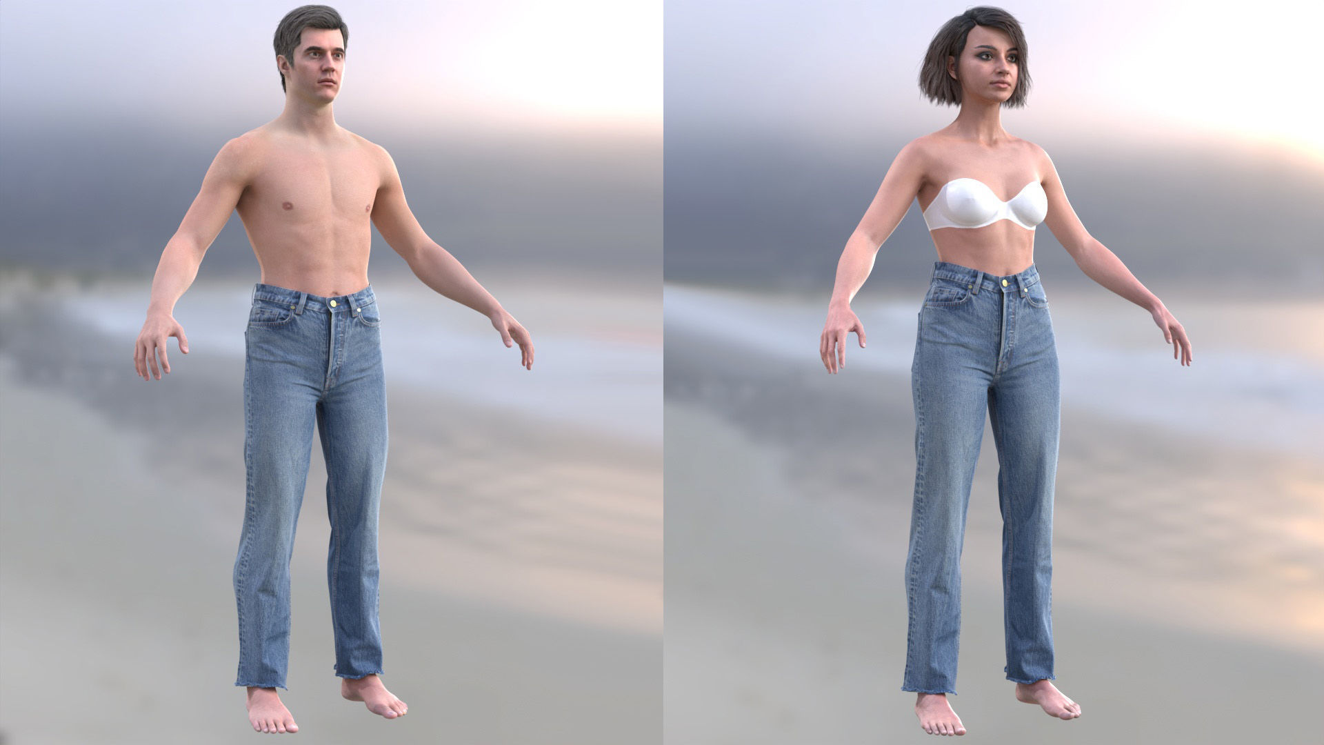 Jeans 96 - All MH Bodies and UE5 Skeletons - Rigged Low-poly 3D model_6