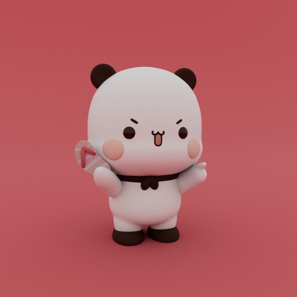 Kawaii Panda flip flop 3D print model_0