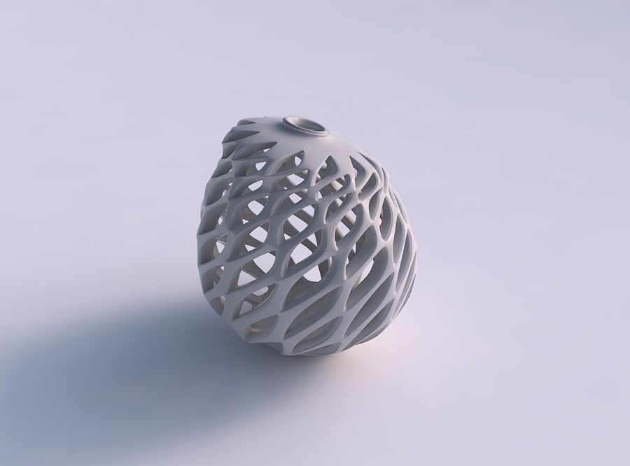 Vase twisted pear with smooth cuts and extruded top squeezed ... 3D print model_0