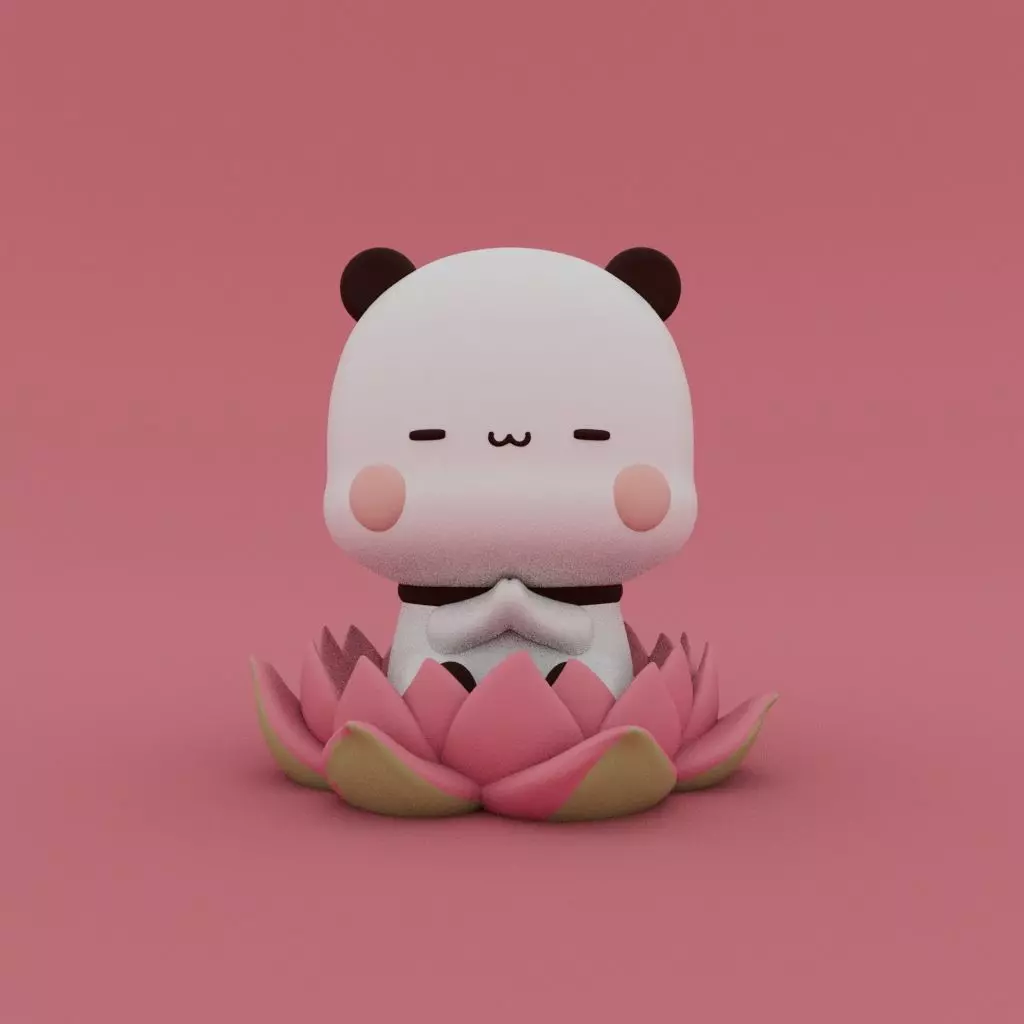 Kawaii Panda Meditation 3D print model_0