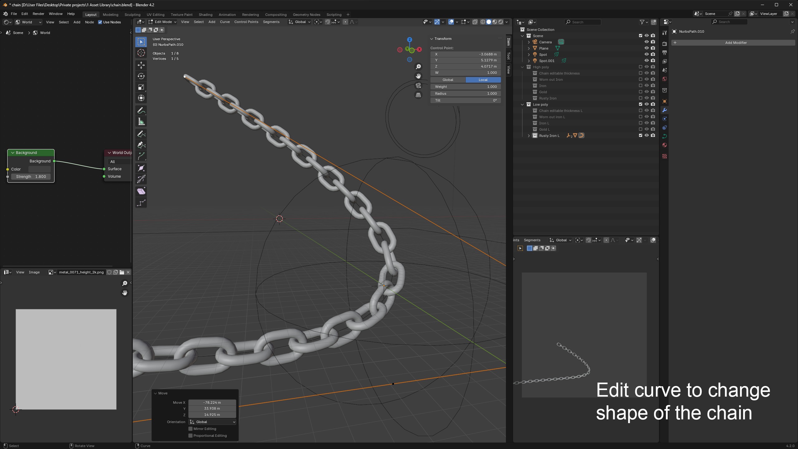 Customizable Chain setup for Blender 3D model_8