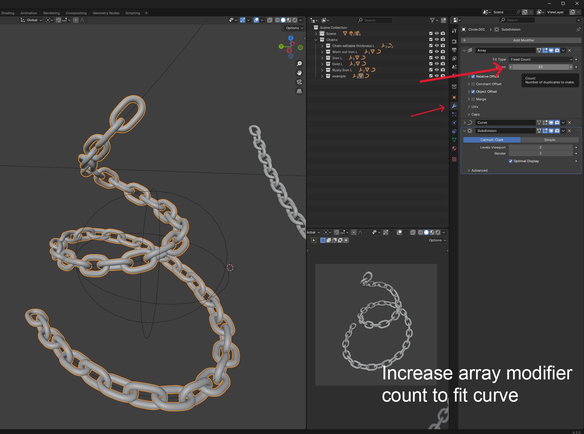 Customizable Chain setup for Blender 3D model_10