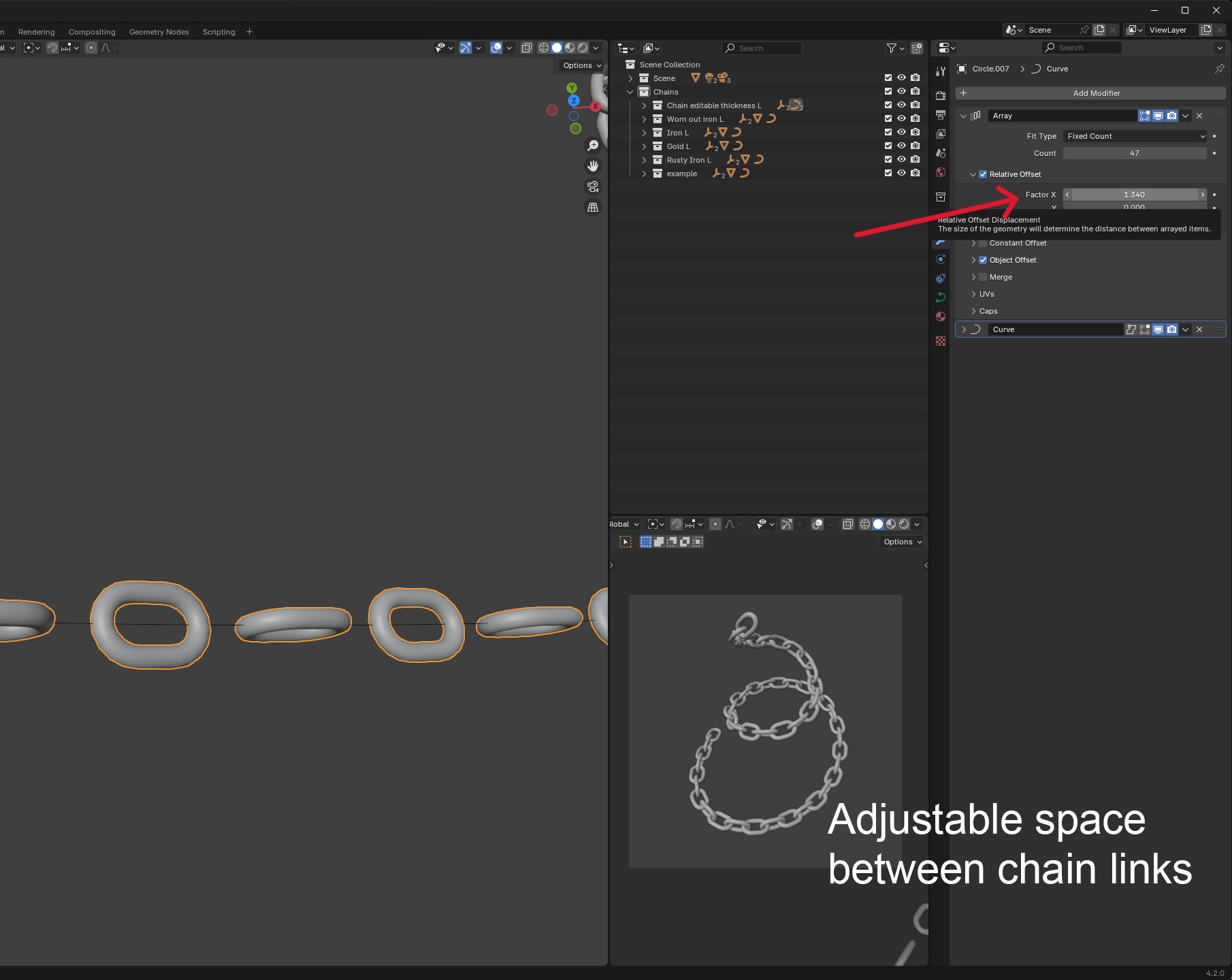 Customizable Chain setup for Blender 3D model_12
