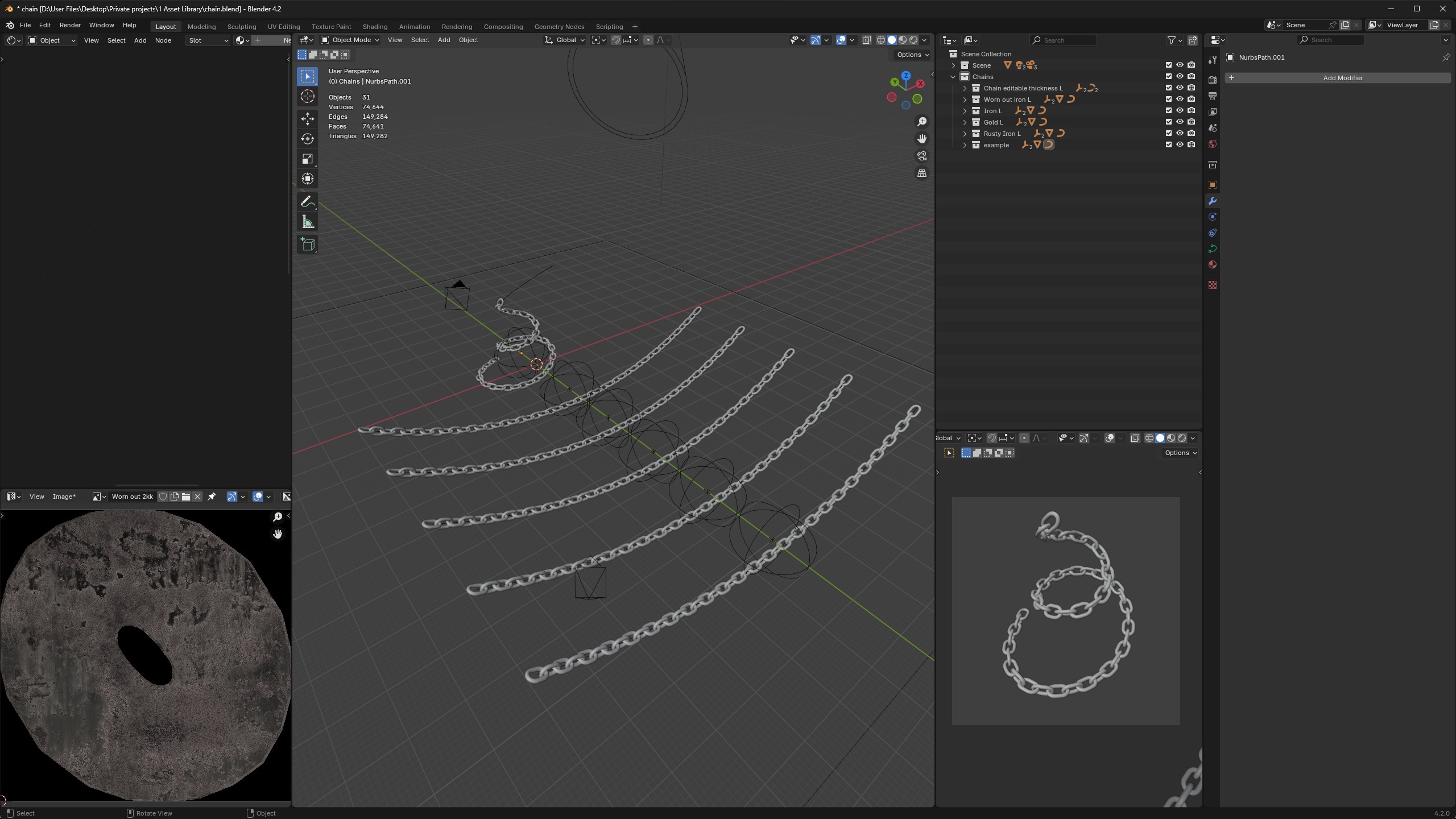Customizable Chain setup for Blender 3D model_13
