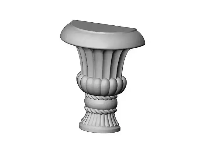 Half carved urn wall shelf bracket and corbel 3D print model