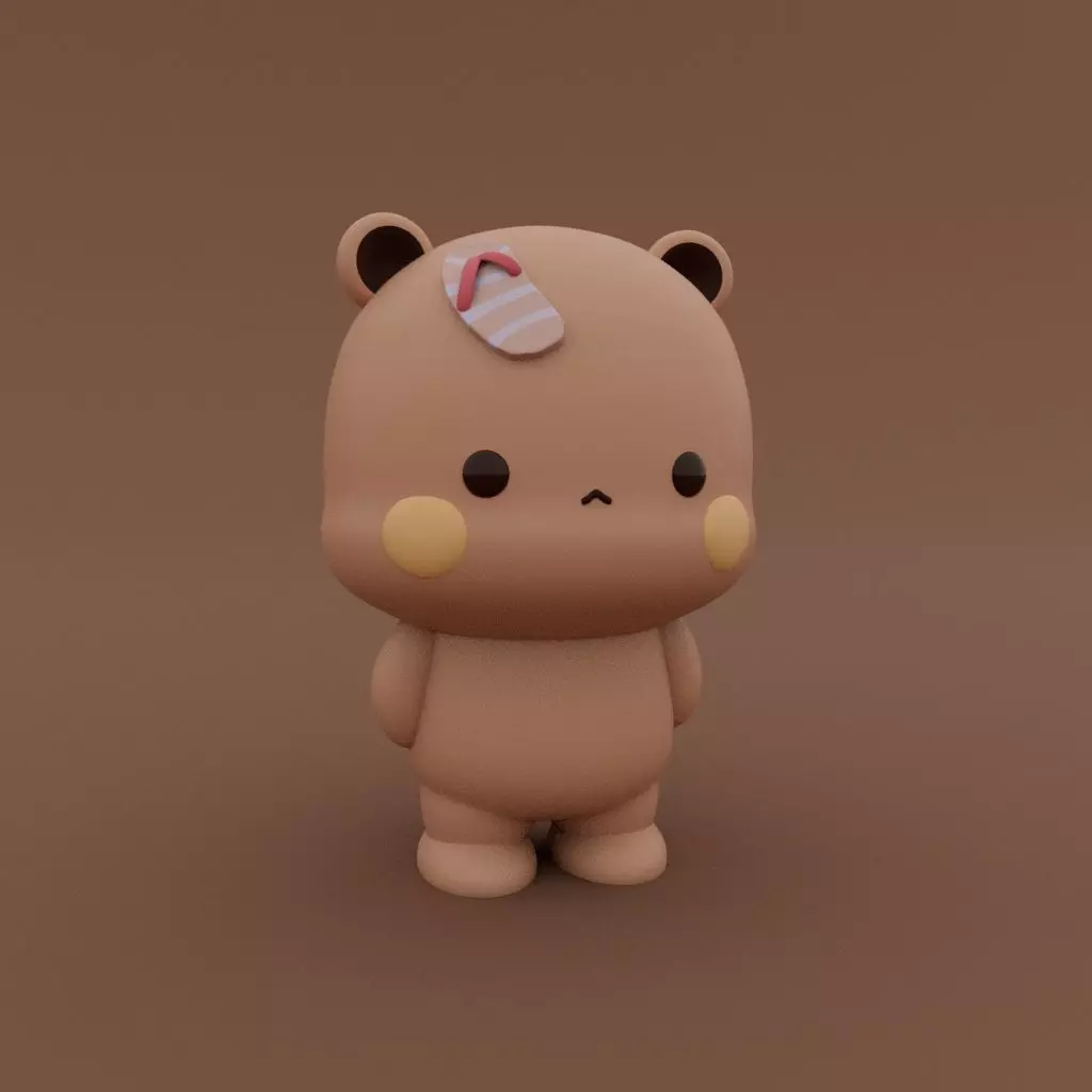 Kawaii Bear flip flop 3D print model_0