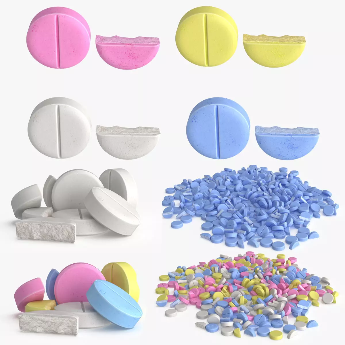 Medication Pill Set Low-poly 3D model_0