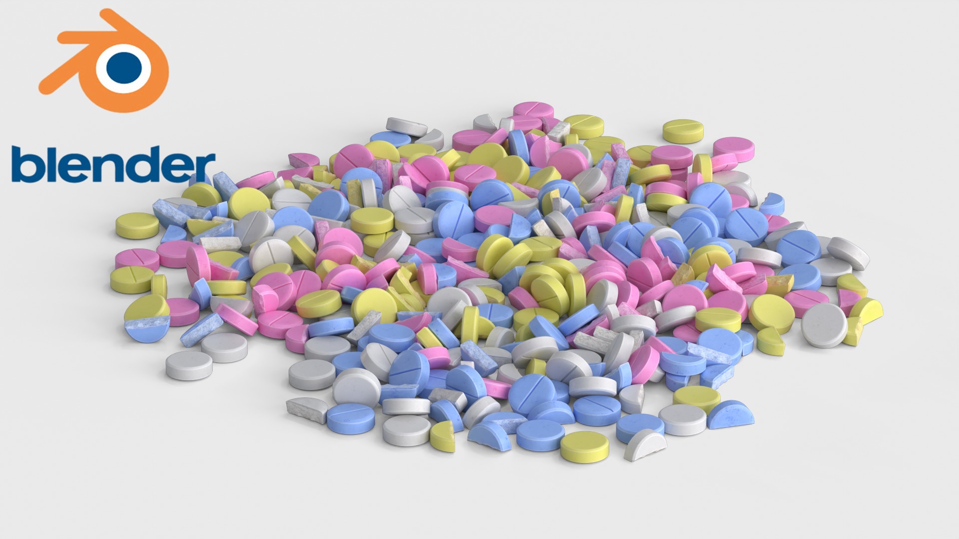Medication Pill Set Low-poly 3D model_9