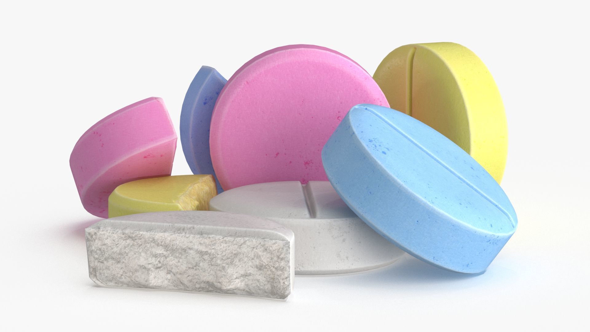 Medication Pill Set Low-poly 3D model_2