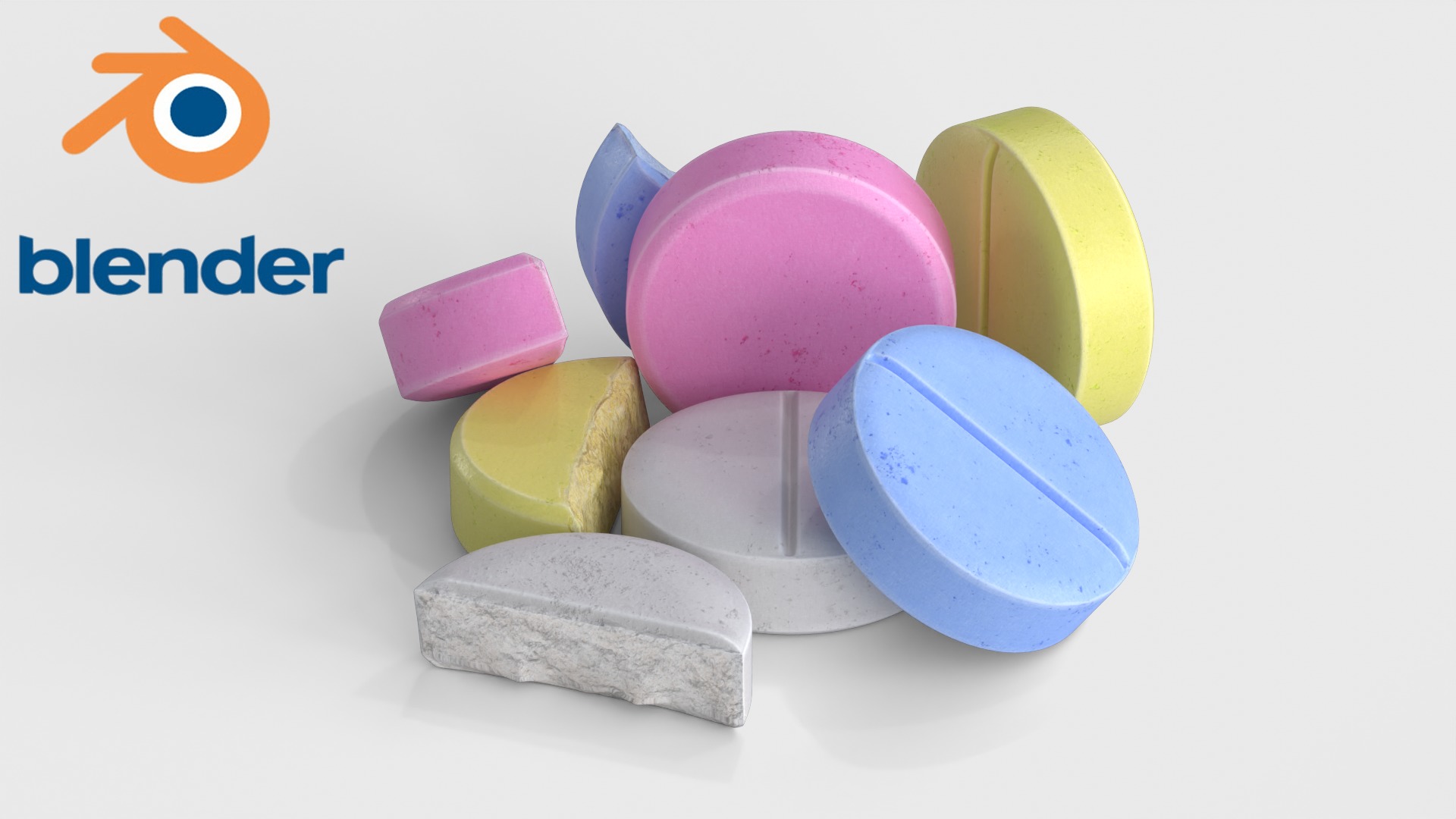 Medication Pill Set Low-poly 3D model_8