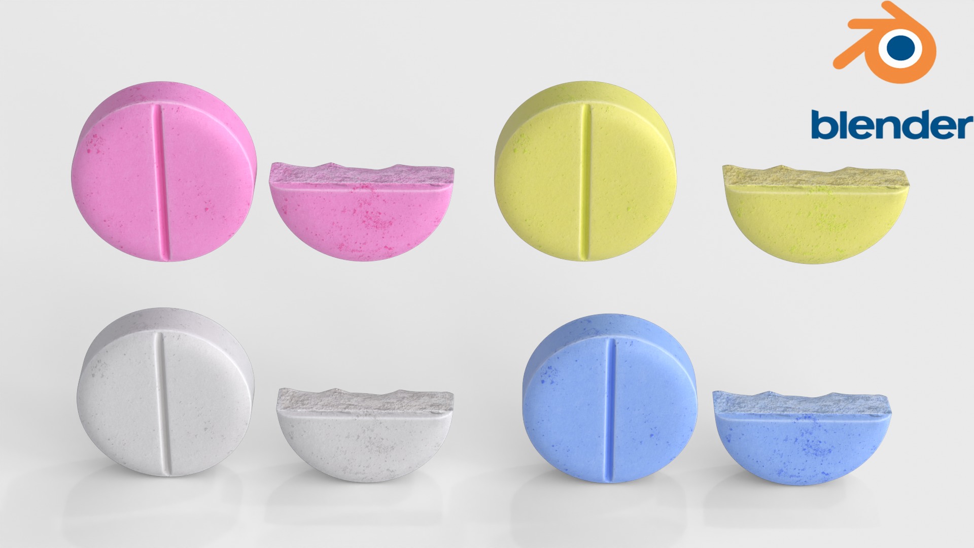 Medication Pill Set Low-poly 3D model_7