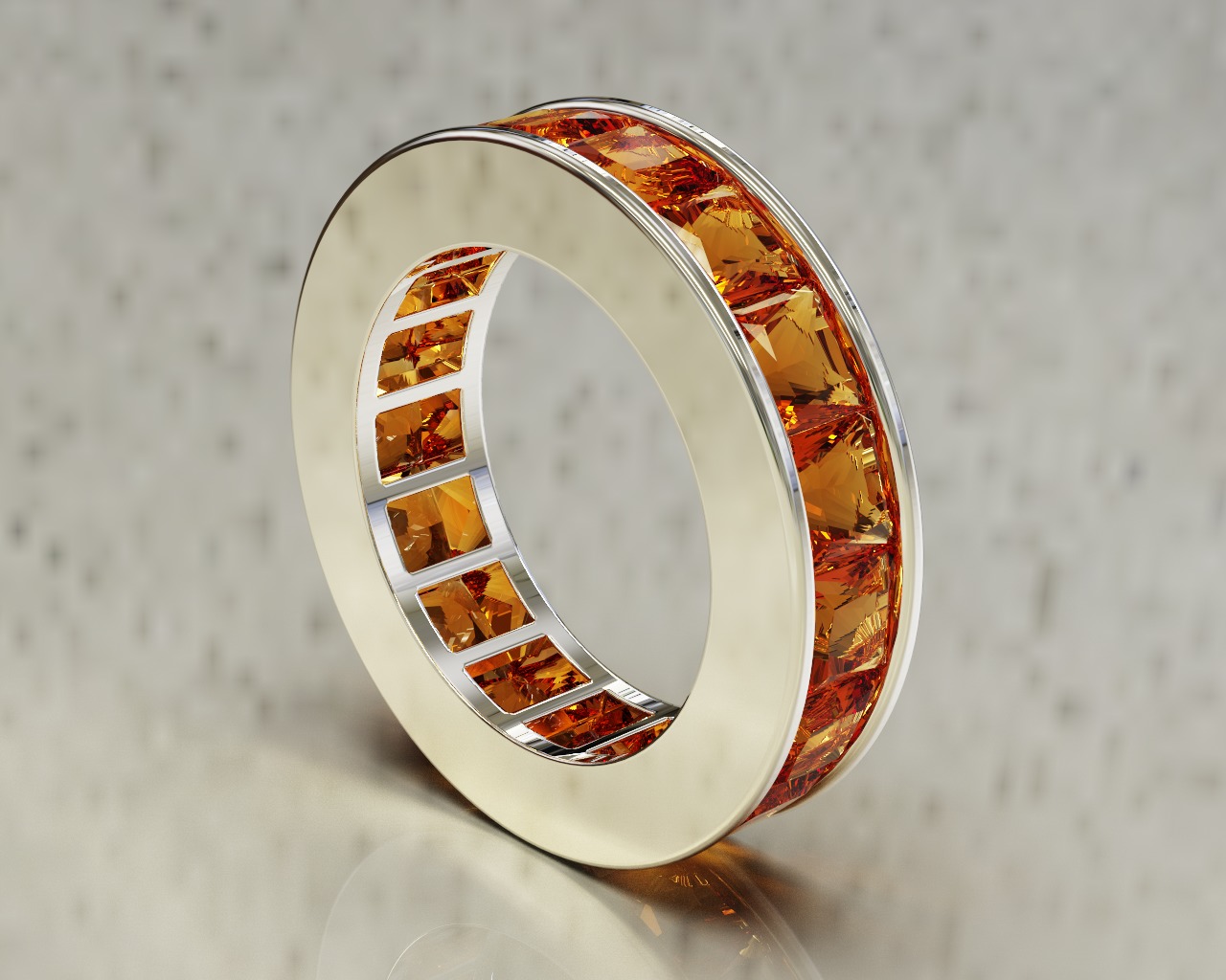 Eternity ring with channel set princess cut diamonds 3D print model_3