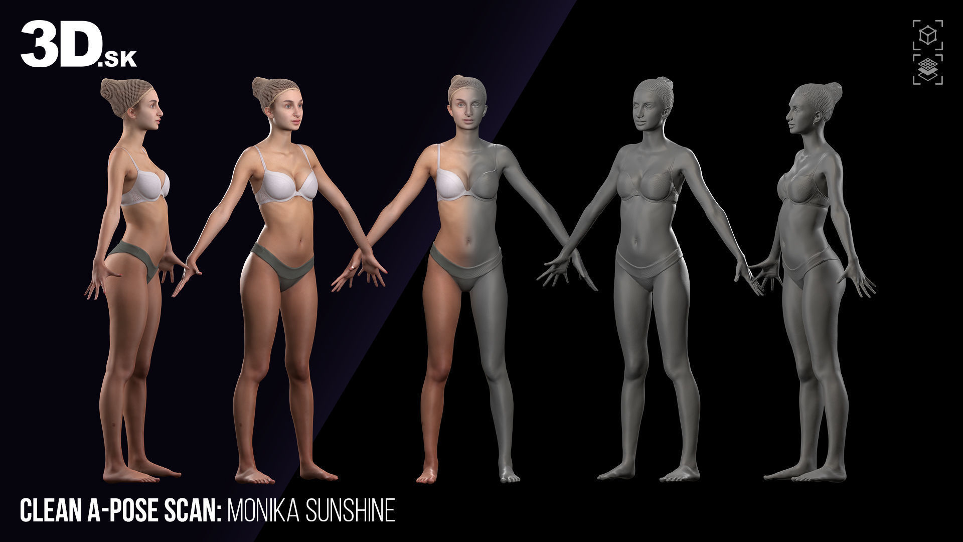 Clean A Pose Scan Monika Sunshine Underwear 3D model_1