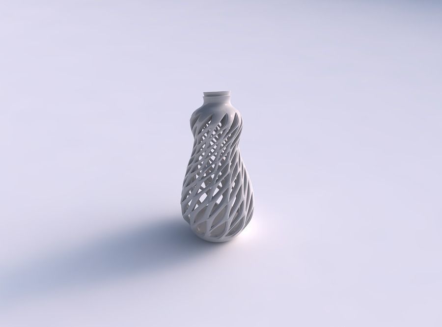 Vase twisted pear shape with smooth cuts and extruded top ecc... 3D print model_0
