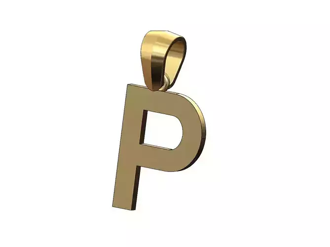 Simple P initial letter dashing font pendant charm with bail
