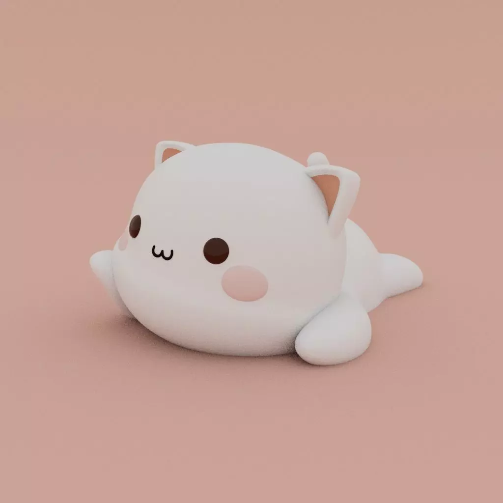 Kawaii Cat sleeping 3D print model_0