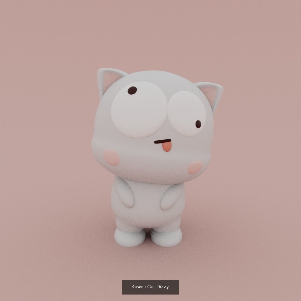 Kawaii Kitty Cat  3D Model Collection_1