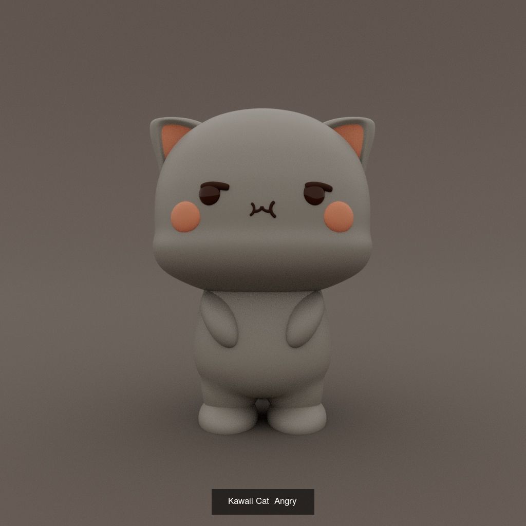 Kawaii Kitty Cat  3D Model Collection_4