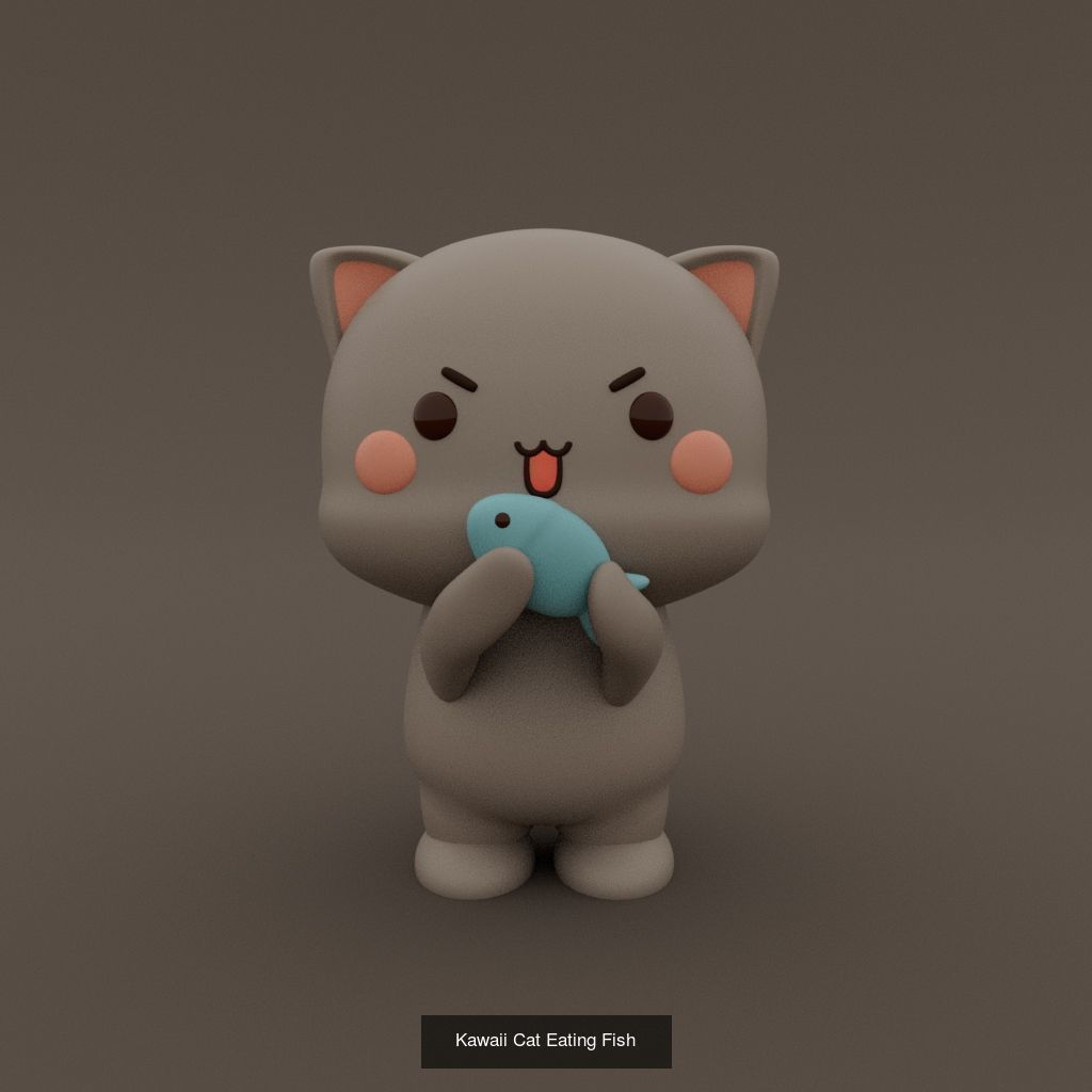 Kawaii Kitty Cat  3D Model Collection_3