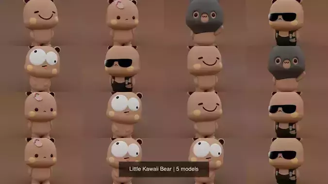 Little Kawaii Bear 3D Model Collection