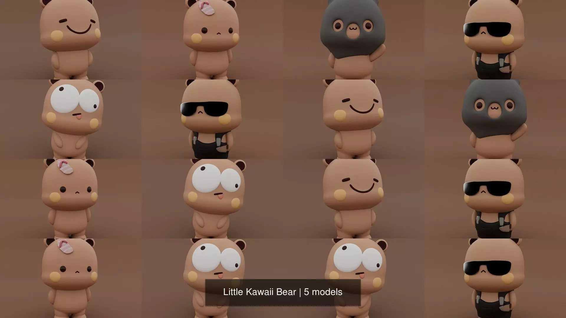 Little Kawaii Bear 3D Model Collection_0