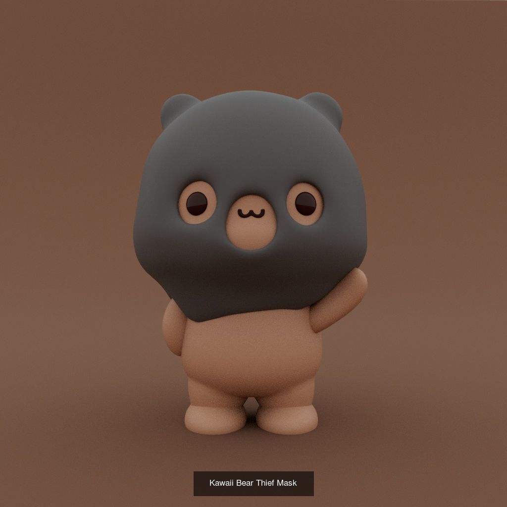 Little Kawaii Bear 3D Model Collection_3