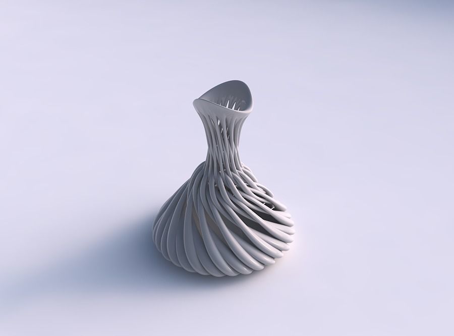 Vase twisted jug with muscle structure twisted and streched top 3D print model_0