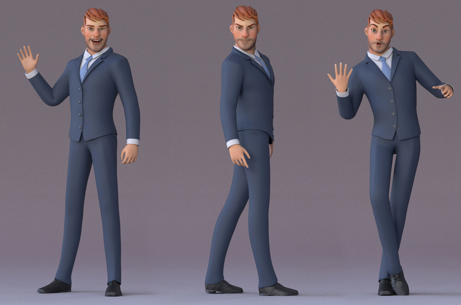 Andy Cartoon Guy Rig Low-poly 3D model_5