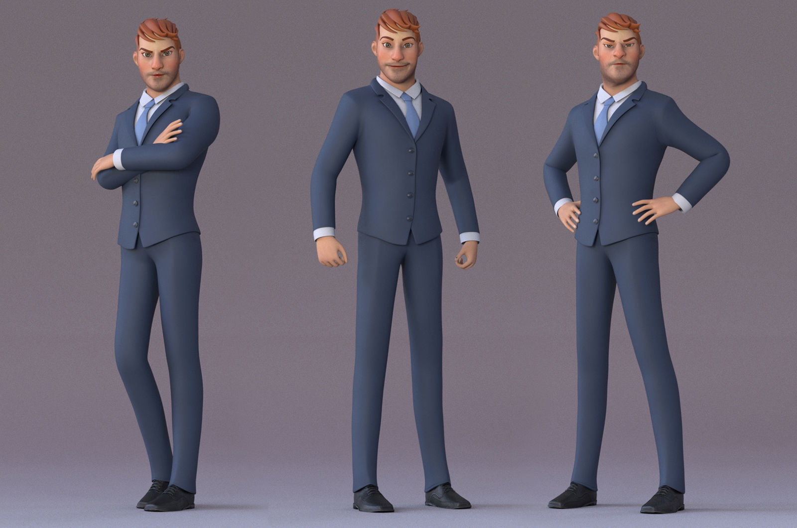 Andy Cartoon Guy Rig Low-poly 3D model_4