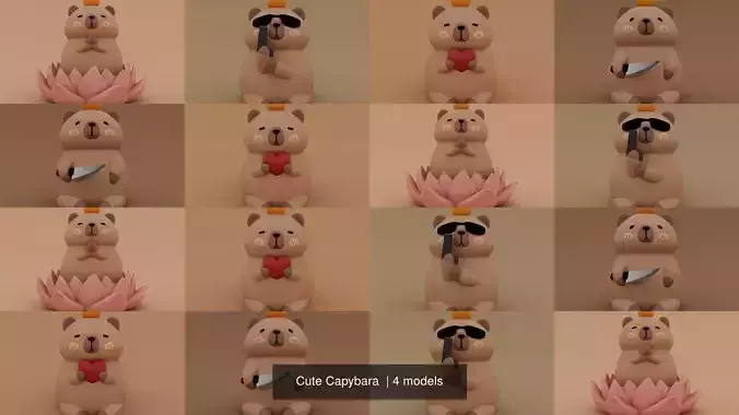 Cute Capybara  3D Model Collection