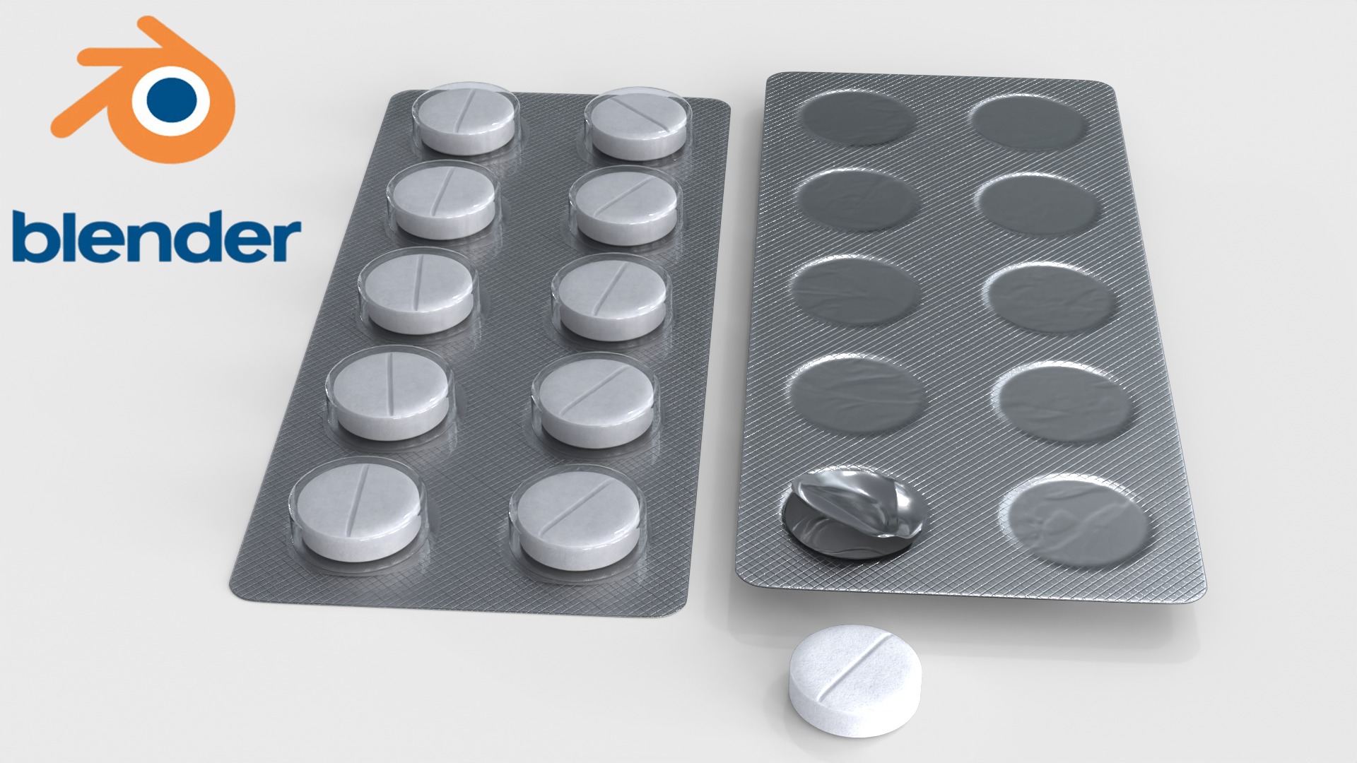 Blister Pill Pack v1 Low-poly 3D model_6