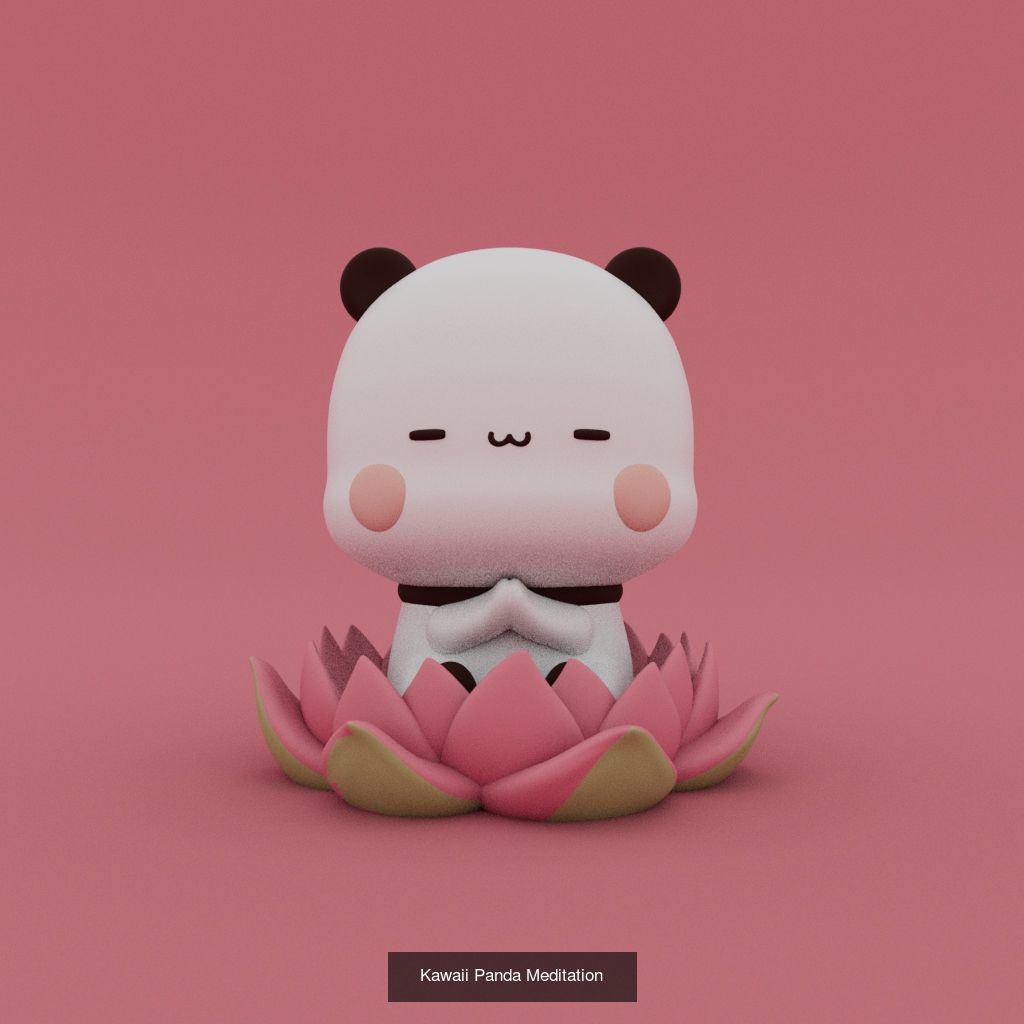 Little Kawaii pandas 3D Model Collection_10