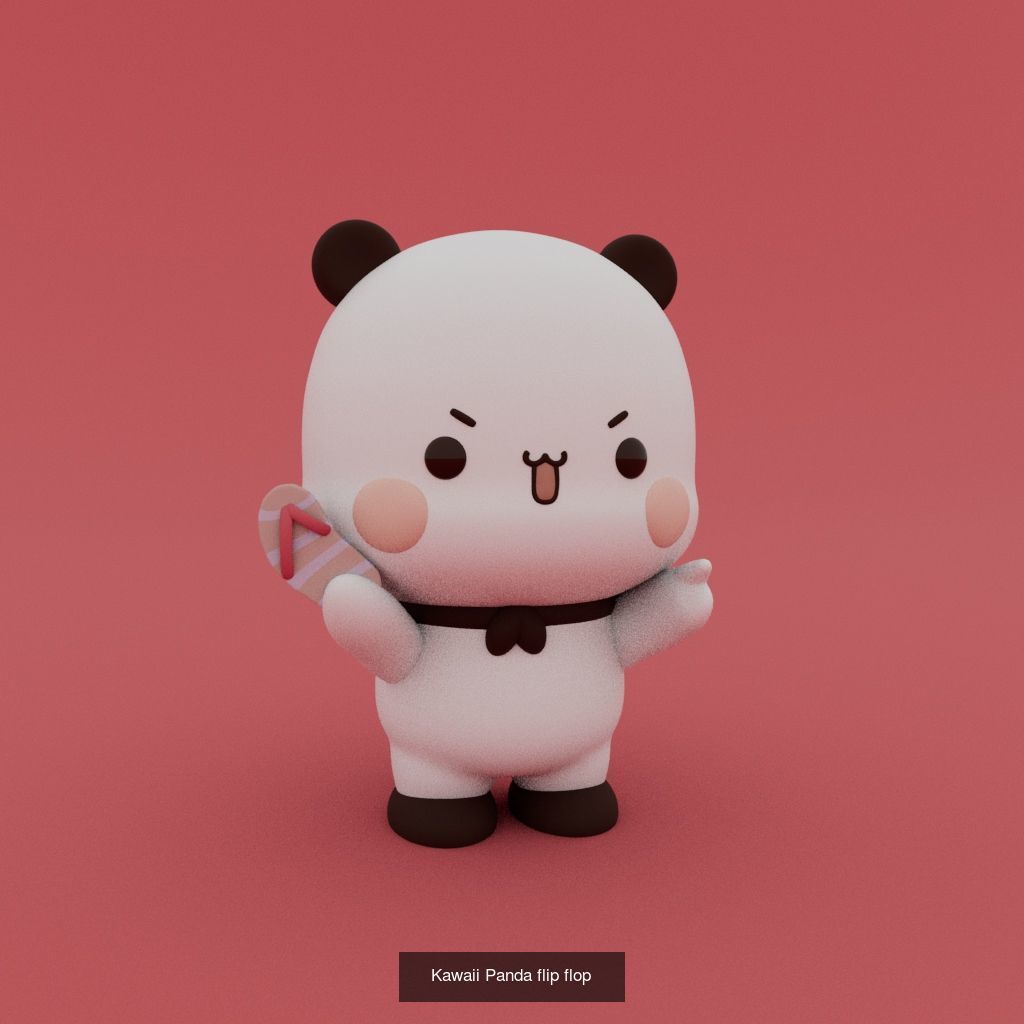 Little Kawaii pandas 3D Model Collection_6