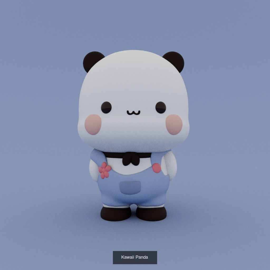 Little Kawaii pandas 3D Model Collection_1