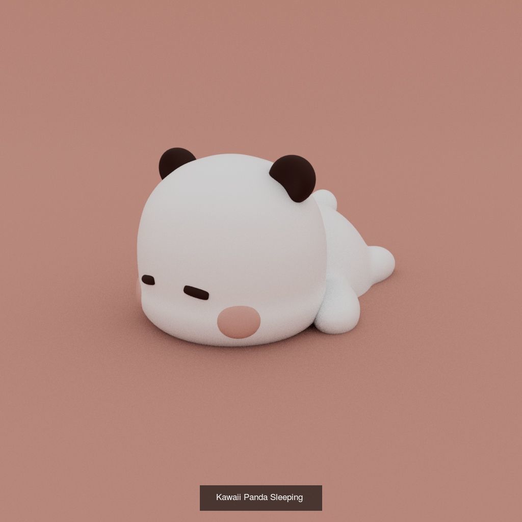 Little Kawaii pandas 3D Model Collection_4