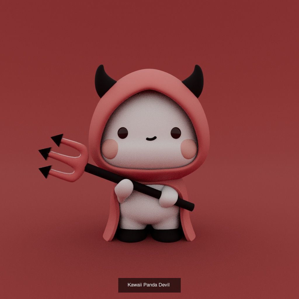 Little Kawaii pandas 3D Model Collection_3