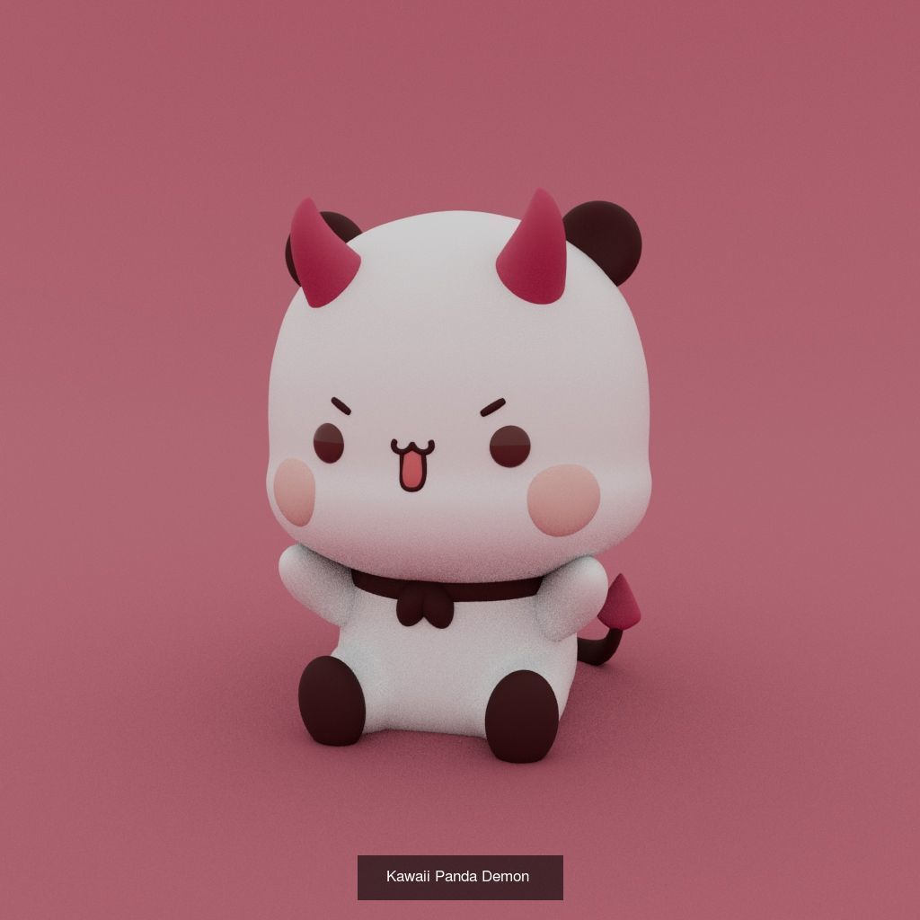 Little Kawaii pandas 3D Model Collection_7