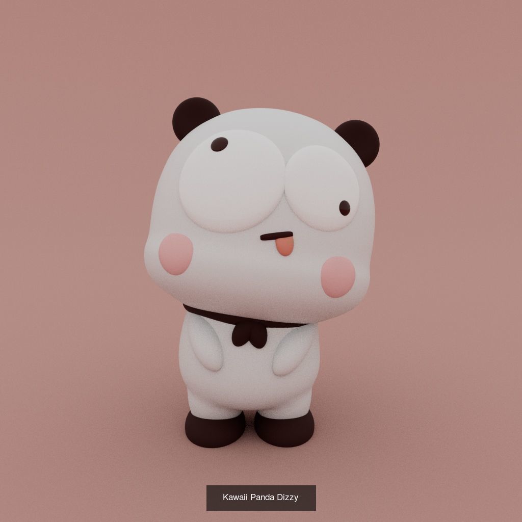 Little Kawaii pandas 3D Model Collection_13