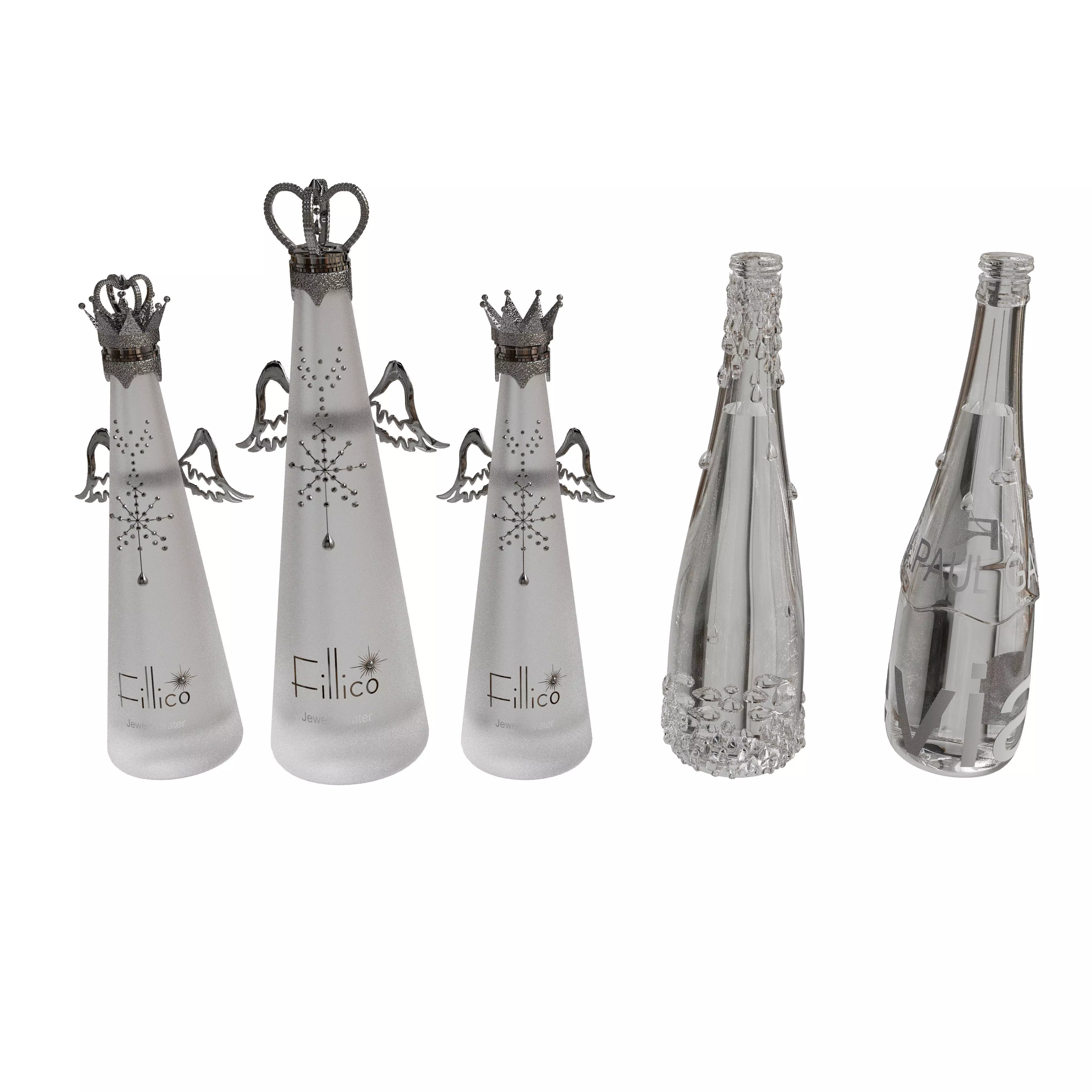 Evian Paul Gaultier Fillico Jewelry water bottles 3D model