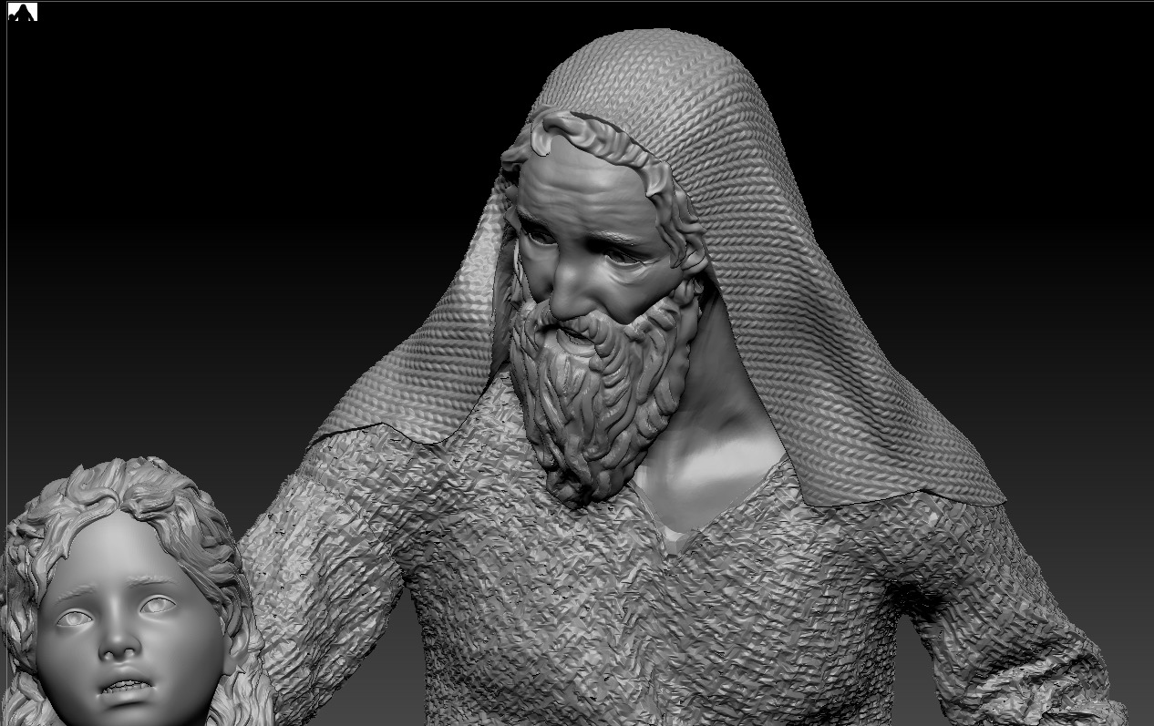 A young boy pointing the way accompanied by an old man printable 3D print model_4