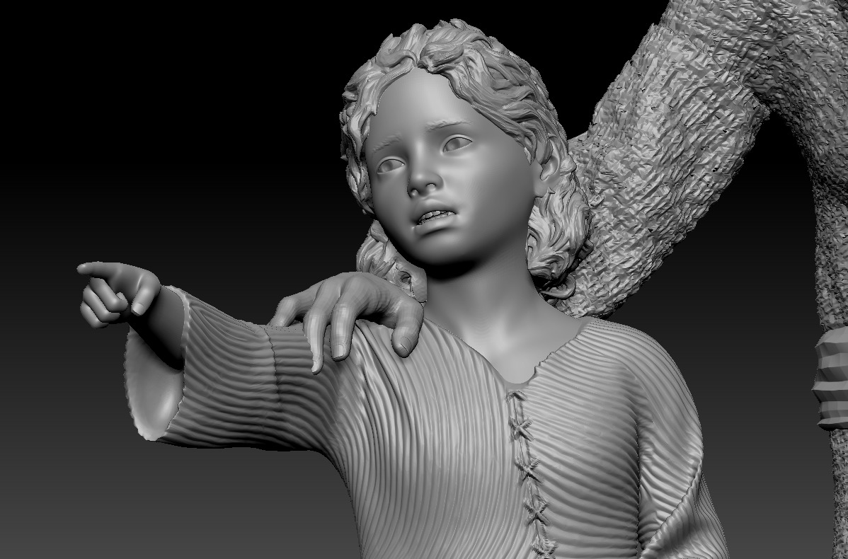 A young boy pointing the way accompanied by an old man printable 3D print model_9