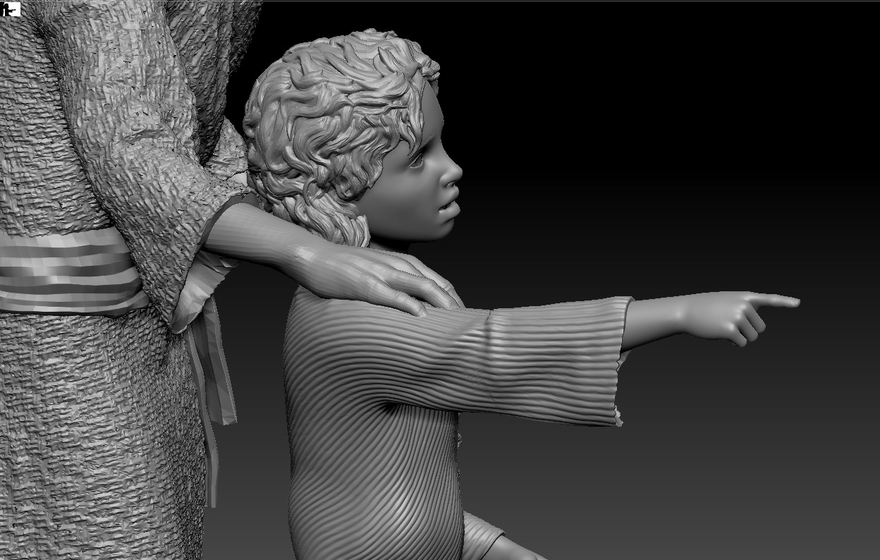 A young boy pointing the way accompanied by an old man printable 3D print model_10