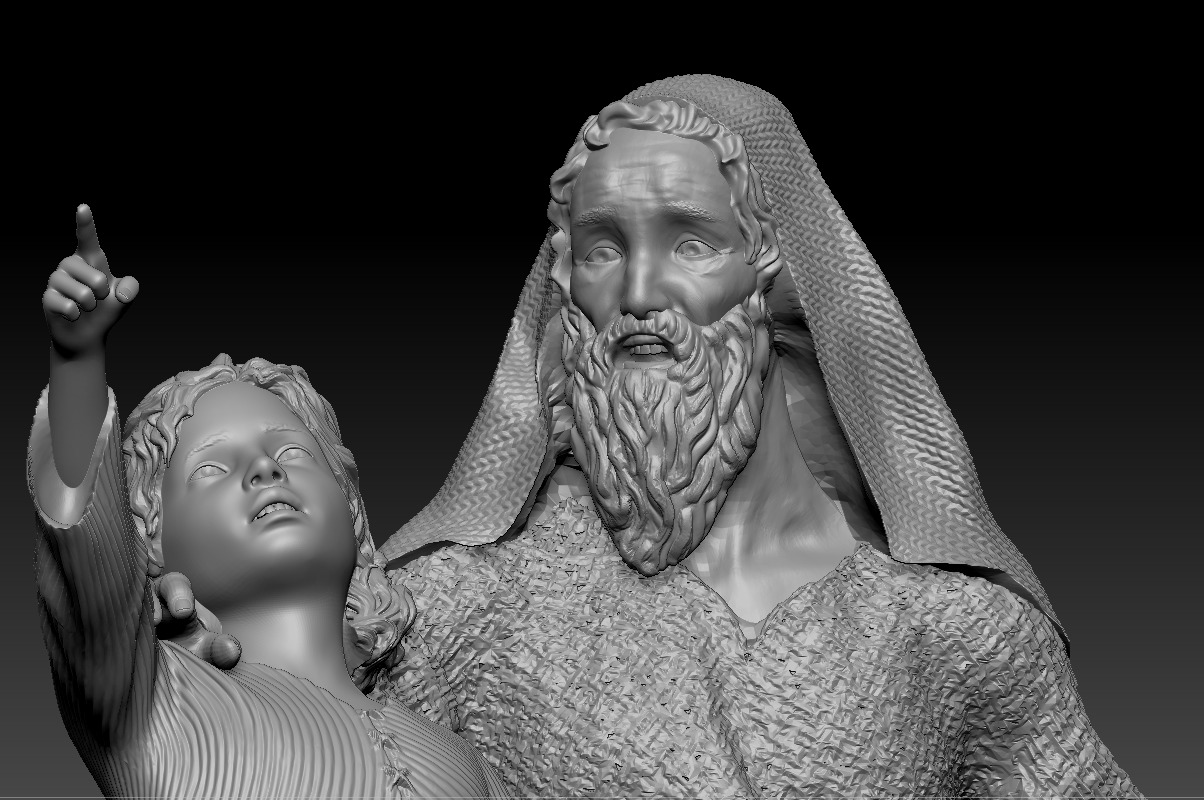 A young boy pointing the way accompanied by an old man printable 3D print model_8